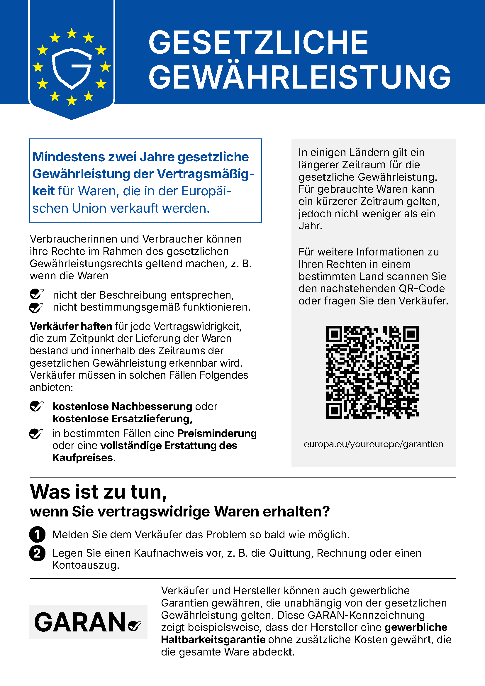 Gewährleistungshinweis