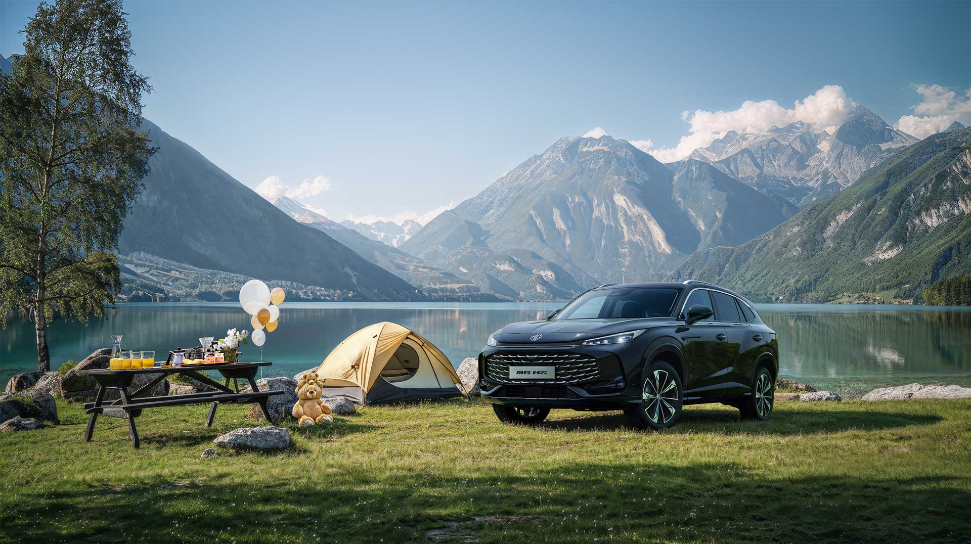 MG HS Hybrid+ in den Bergen